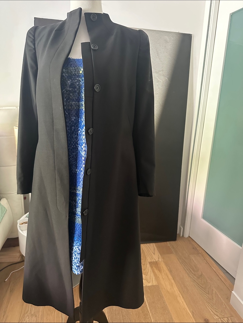 Alexander McQueen Black Long Single-Breasted Trench Coat